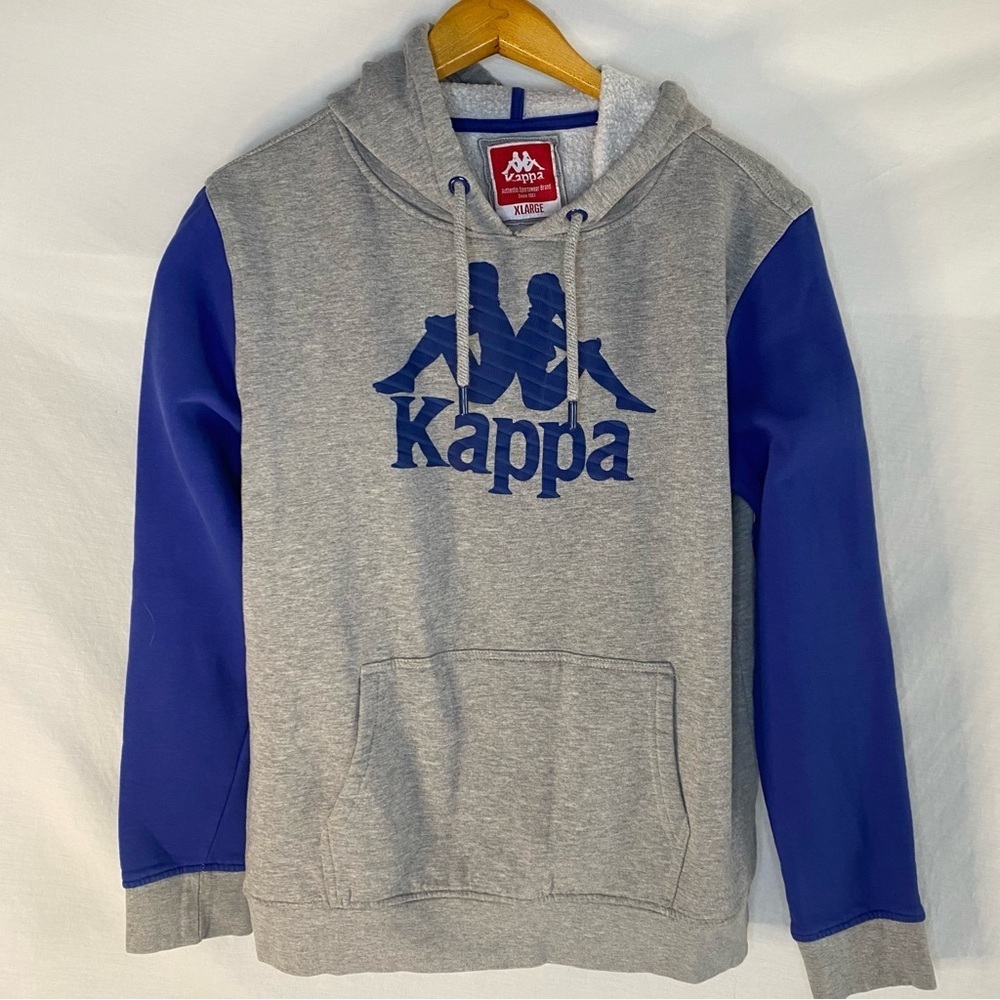 Kappa Men's Gray and Blue Hoodie Sweater XL